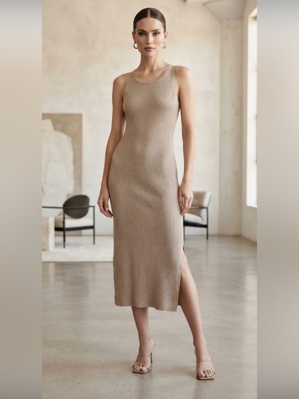 Banana Republic Maxi Metallic Sleeveless Sheath Dress NWT